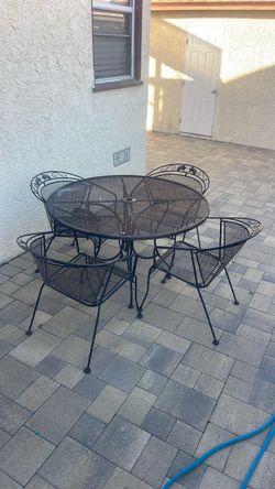 Wrought Iron Patio Table and 4 Chairs