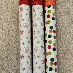 NEW - 3 Rolls Holiday Wrapping Paper