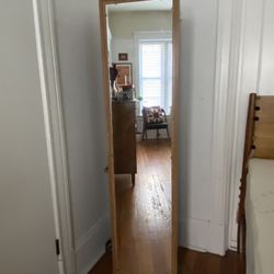 Wooden Mirrored Rotating Shelf With Drawer