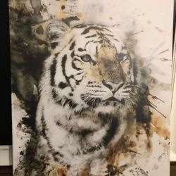 White tiger print On canvas