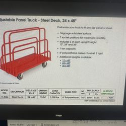 Lunber Pipe Cart Adjustable Steel Deck, 24 x 48" Customize your truck to it any sie panel