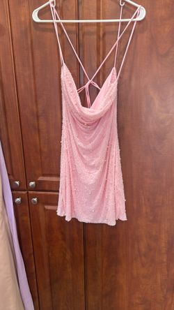 Pink Beaded Mini Dress – Open Back