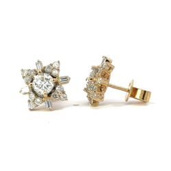 Designs Star Diamond Stud Earrings (2.02 ct. tw.) in 18K Yellow Gold 💎🥰🤙🏾 18K yellow gold diamond stud earrings. The center of the earrings are se