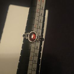 Red Amber Silver Ring