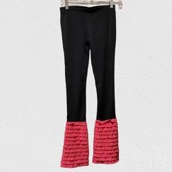 Vintage LITTLE STARS Stretch Dance-pant/Leggings w/Pink-Frill Ruffle Flared Legs