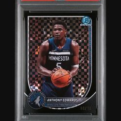 Anthony Edwards Black X Fractor /10 Bowman Chrome PSA 9