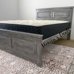 Queen Solid Wood Bed With Mattress $540