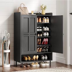 Dark Entryway Shoe Storage Cabinet with Doors
