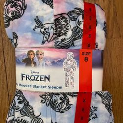 Disney, Frozen Princess Anna And Elsa Kids Hooded Blanket Sleeper Pajama