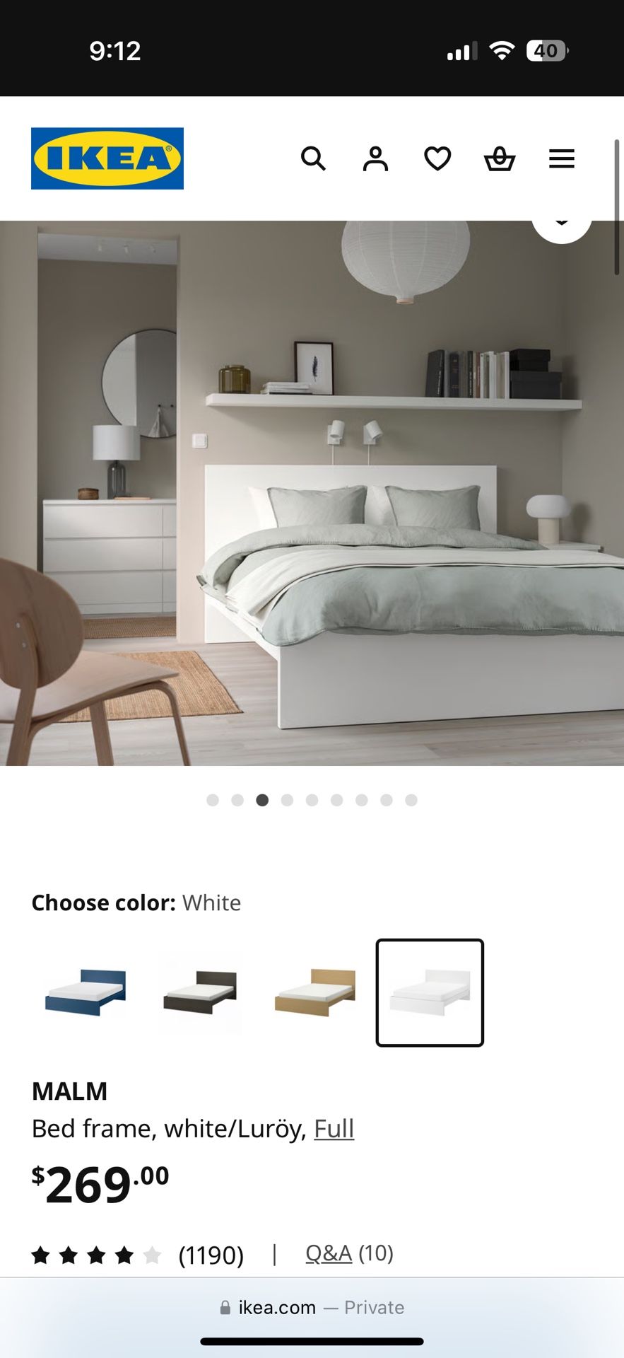 White Bed Frame & Headboard 