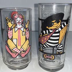 1977 McDonalds Hamburglar Glass & Ronald McDonald