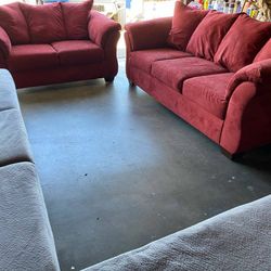 Immaculate Red Couch And Loveseat