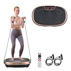 😀 Vibration Plate Exercise Machine - Whole Body Workout Vibration Platform w/Loop Bands - Lymphatic Drainage Machine for Weight Loss, Shaping, Wellne