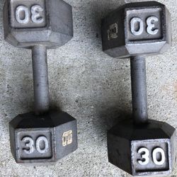 Pair of 30 Lb Pair of Steel Dumbbells