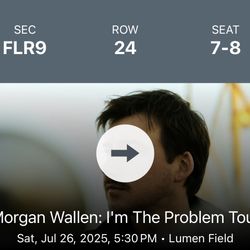 Morgan Wallen Concert Tickets Sat (7/26) 3-Floor Seats