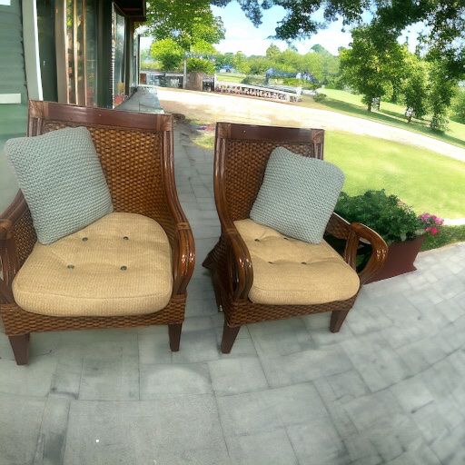 Rattan Chairs W/pillows (set of 2)