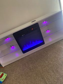 Tv stand with led lights + heater