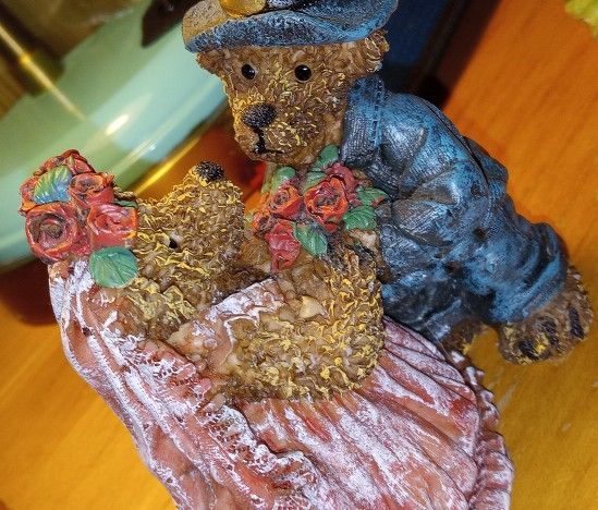 wedding bride & groom bears cake topper