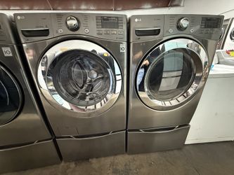 LG Front Load Washer & Dryer Set with Pedestals