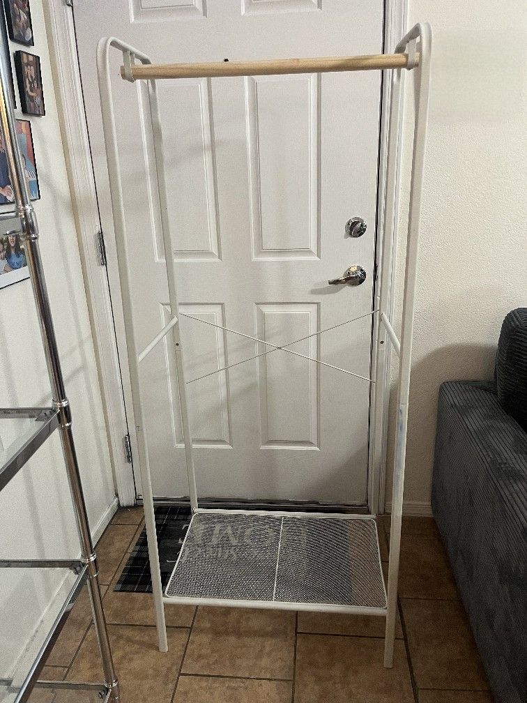 Metal Garment Rack with Storage Base
