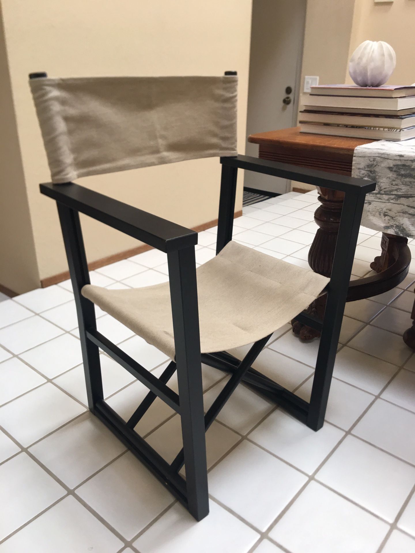 IKEA Bjorksnas Director’s Chair, Black Birch wood with Khaki canvas seat & back