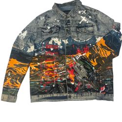 Reason Painted “Born Legend “ NYC Jean Jacket Size XL