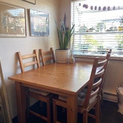 Solid Wood Dining Set - 4 Chairs