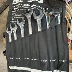 Case brand 7pc SAE combo wrench set new 