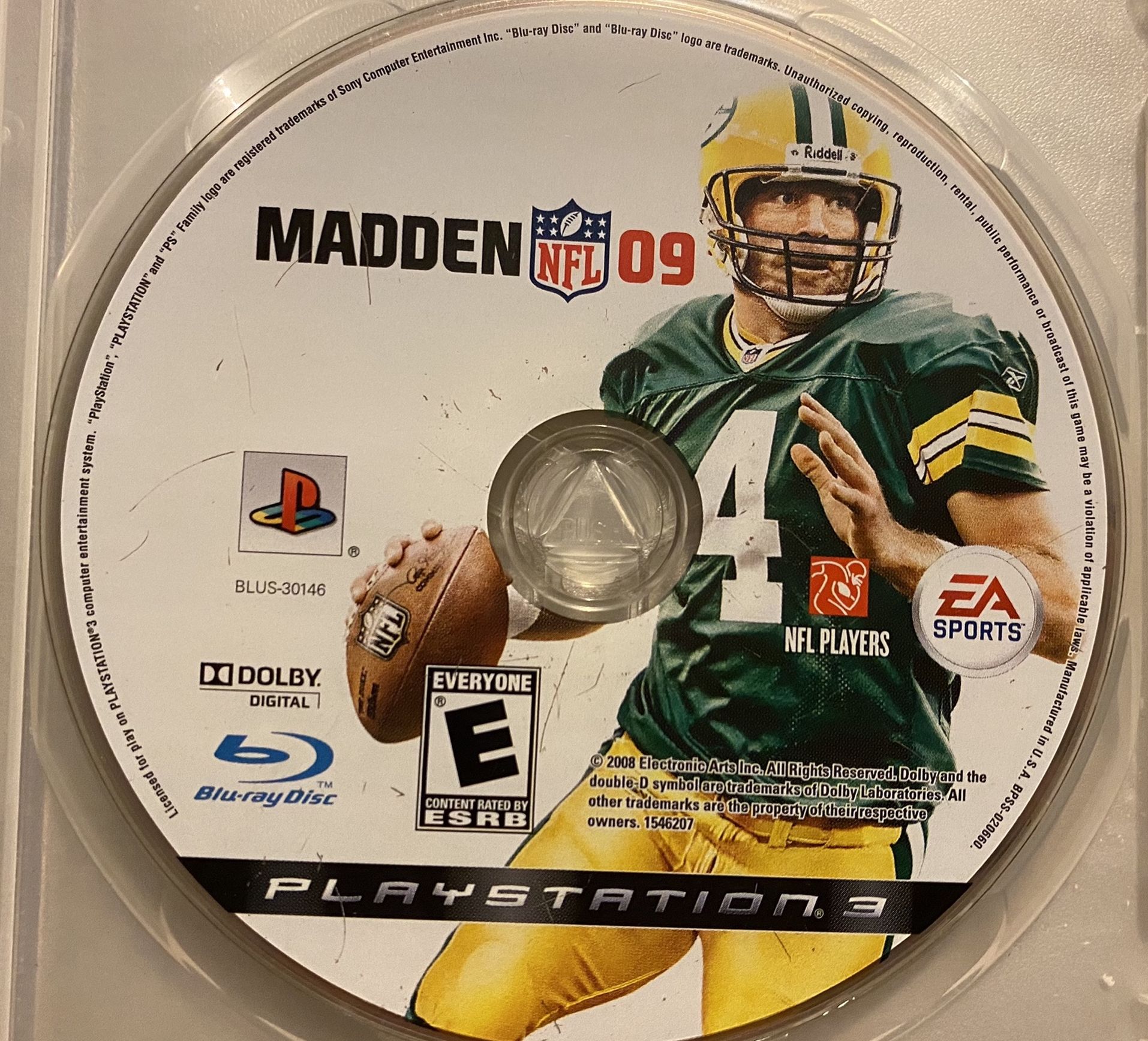 Sony PS3 Madden NFL 09 Video Game Realistic Football Players Stadiums Favre 2009