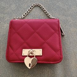 Claire’s red heart lock wallet and chain coin purse mini bag In excellent condition