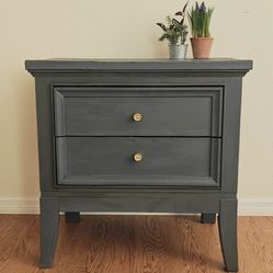 Light Grey Nightstand With 2 Drawers Night Stand