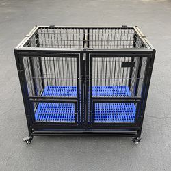 (New) $160 Stackable Folding Dog Cage Crate Kennel Heavy-Duty 37x25x33 inches