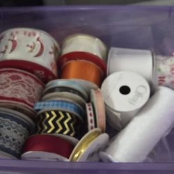 Lot of About 18 Rolls of Ribbon