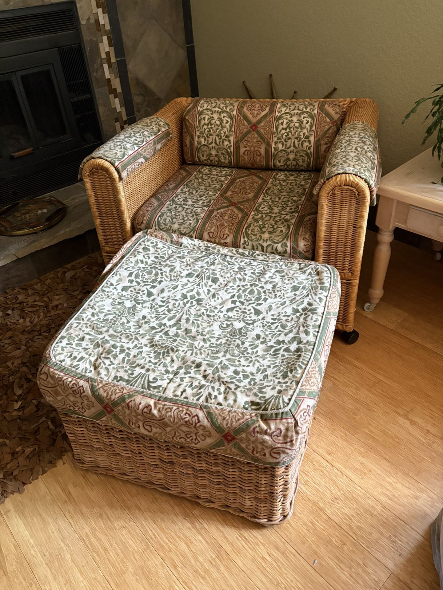 Wicker Chair And Ottoman