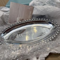 Wedding beaded pewter tray