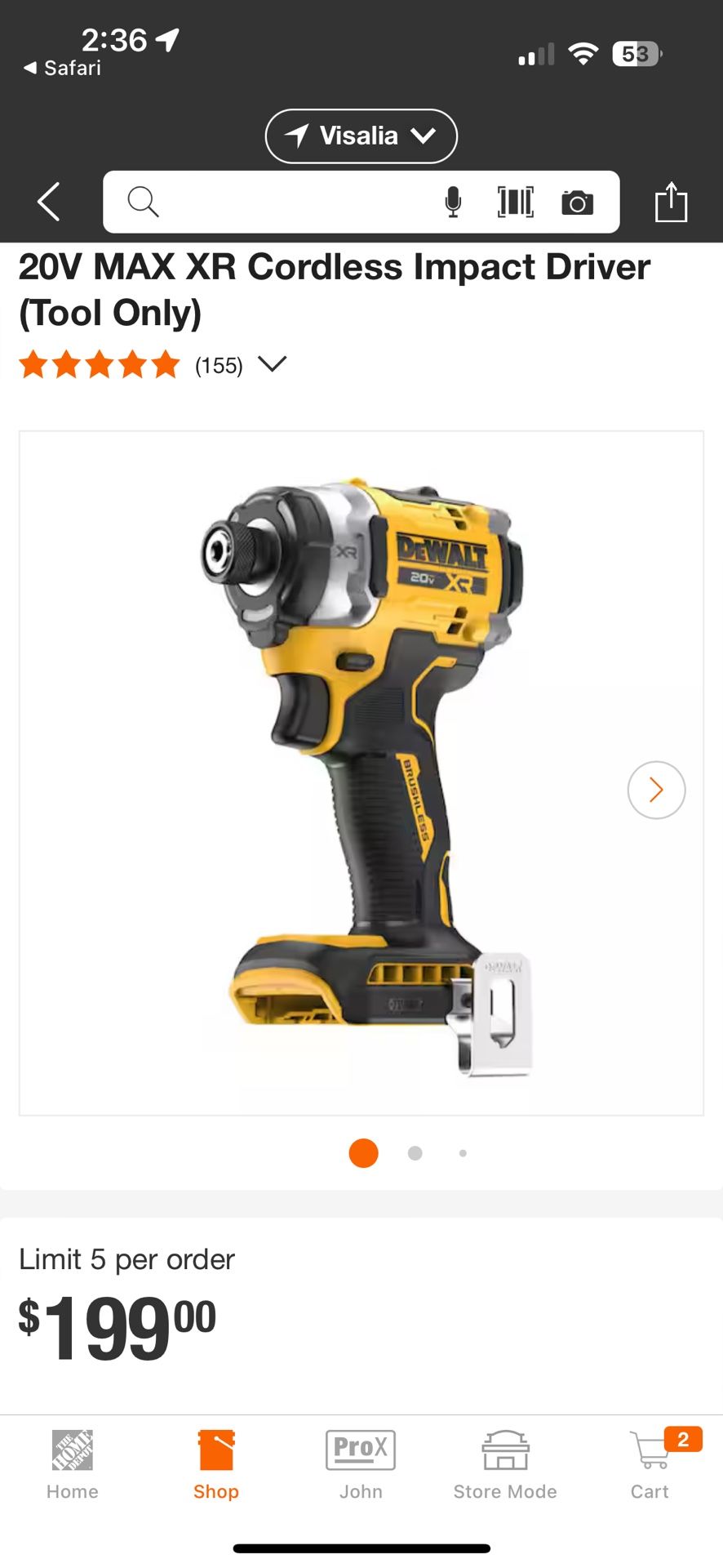 DEWALT 20V Cordless Brushless Compact Impact Driver