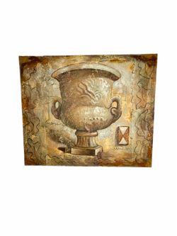 Heavily textured signed neoclassic acrylic on canvas painting of  The Roman Winner’s Cup.