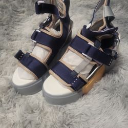 Anthony Wang Platform Cranberry/navy Shoes Size 9 