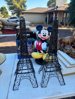 Metal Wire Eiffel Tower Figurines Set of 2