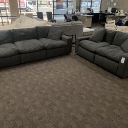 Charcoal Grey Cloud Feather Sofa Set 