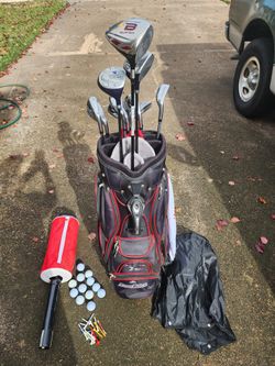 RH Mens Golf Set TaylorMade Tommy Armour Clubs Bag Balls Tees Towel