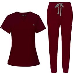 Women’s Burgundy Scrub Set 