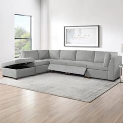 Costco Thomasville Rockford 6-piece Fabric Modular Sectional with 2 Power Footrests $850/6pcs