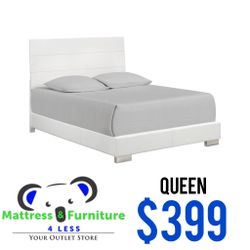 Felicity Wood Queen Panel Bed White High Gloss