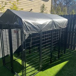 Outdoor, Steel, Dog Kennel With Canopy 