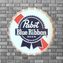 14” Pabst Blue Ribbon Bottle Cap Metal Tin Sign
