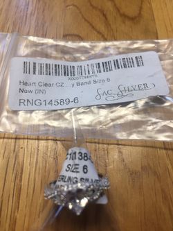 Size 6 sterling silver heart shapeCZ grime