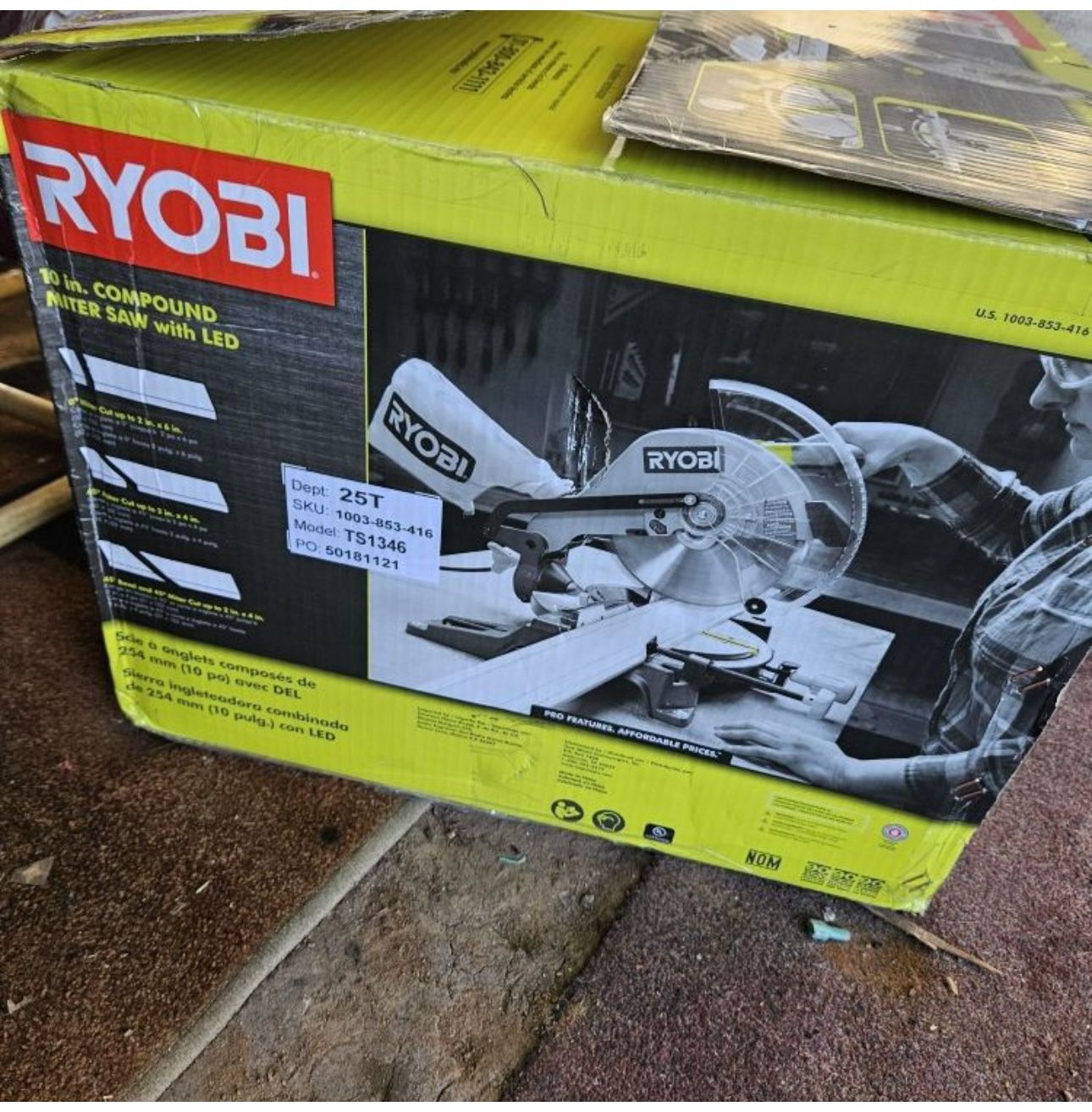 Ryobi 10in compound meter saw with LED Heavy Duty 14 AMP Motor