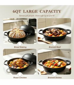 6QT Cast Iron Dutch Oven with Lid