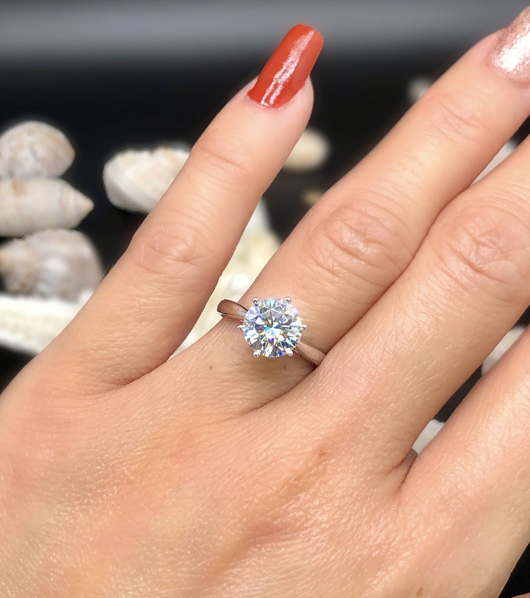 14k White Gold Moissanite Ring With Certificate